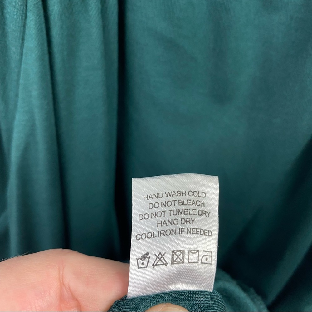 LOVERS AND FRIENDS Sz Small S Green Front Twist Detail Sundance Maxi Dress Slit - Picture 11 of 12